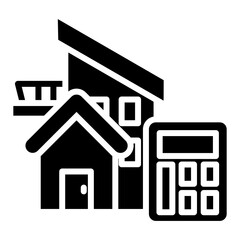 Mortgage Calculator Icon in Glyph Style. Simple Vector Design. Simple Vector Glyph Icon