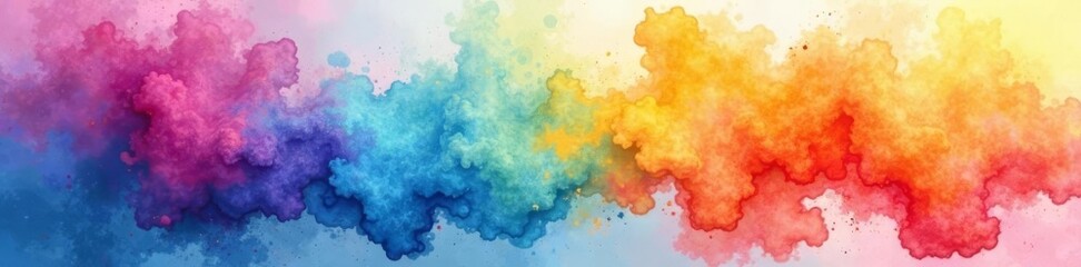 Watercolor rainbow wash, blurred edges, rich hues , texture, painting