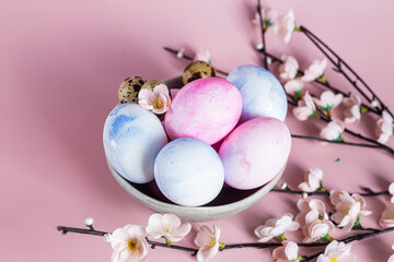 Easter beautiful eggs. Easter holiday. Postcard