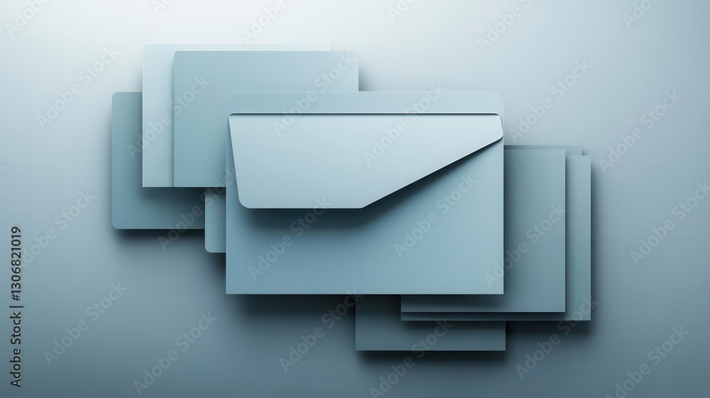 Leinwandbilder sleek and professional paper art background featuring geometric shapes in muted blue and gray tones 