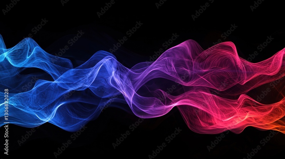 Poster a flowing abstract design with vibrant colors and a dark background