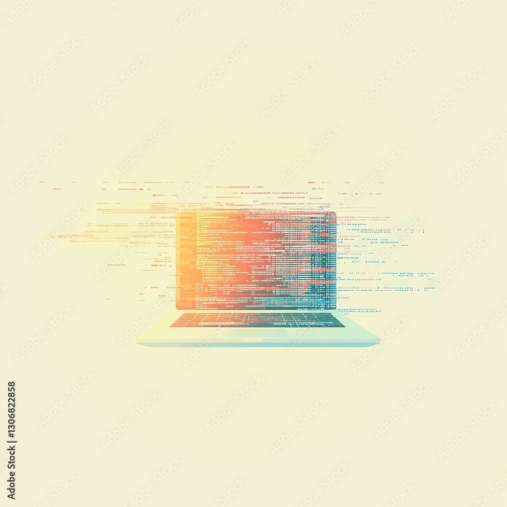 Poster Laptop Displaying Encrypted Code: A Modern Digital Cipher with  Data Security, Abstract Visuals, and Cutting-Edge Technology.