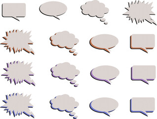 Set of trendy speech bubbles on transparent background. Vector text blanks banners
