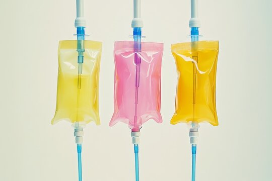 Colorful IV Bags in Hospital Setting