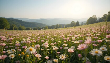 Vibrant Spring Field of Blooming Flowers Landscape