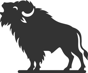 Obraz premium Buffalo with head tilted up and howling animal vector silhouette