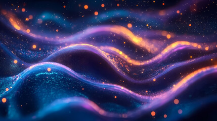 Blue and Purple Waves with Orange Dots and Motion