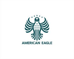 American Eagle logo design icon symbol vector illustration. Silhouette eagle bird icon vector template	