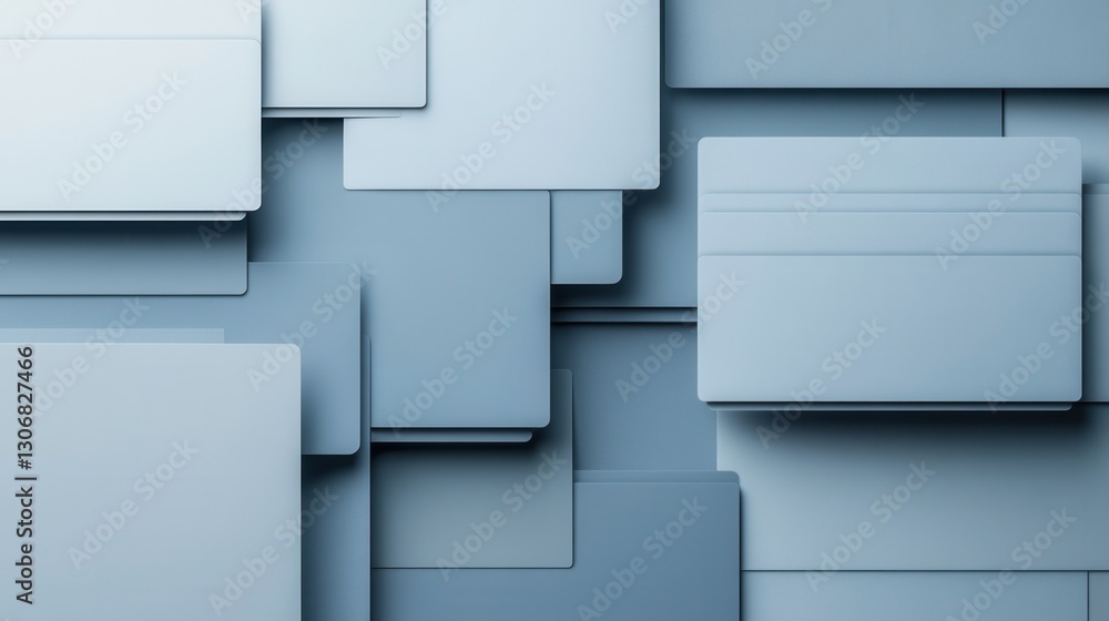 Poster Elegant geometric paper art background in muted blue and gray tones with a professional appearance for documents Generative AI