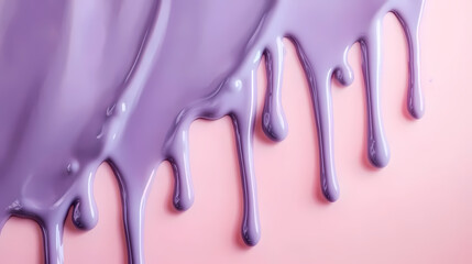 Flowing Purple Paint on Pink Background