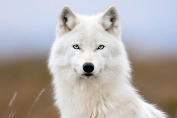 A close-up of a wolf's piercing eyes, its fur detailed and textured under moonlight