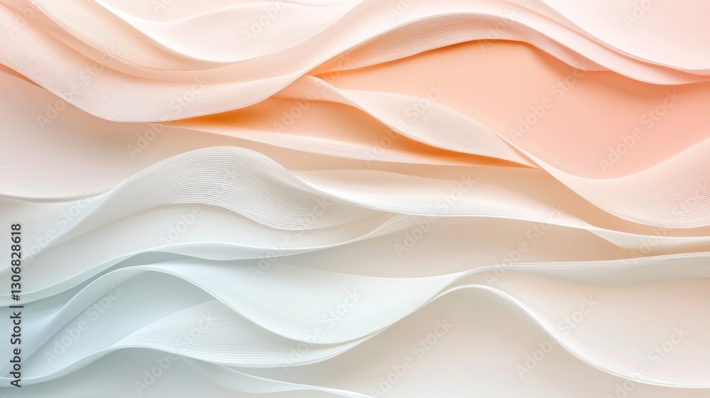 Poster soft waves of fabric cascading across a gradient background gracefully