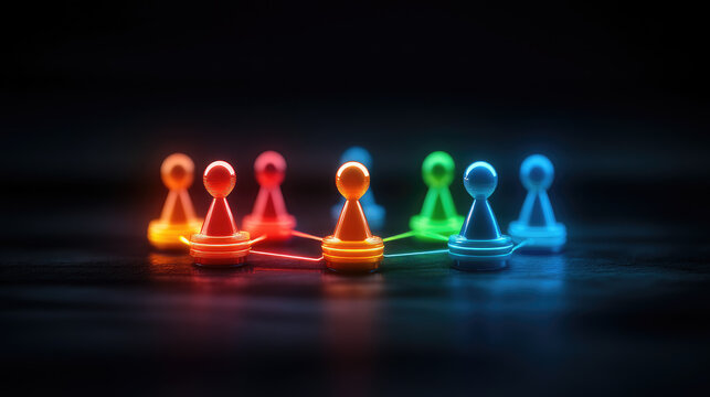 Global professional networking event interconnected glowing social media figures enhancing job search strategies in a digital environment from a data-driven perspective