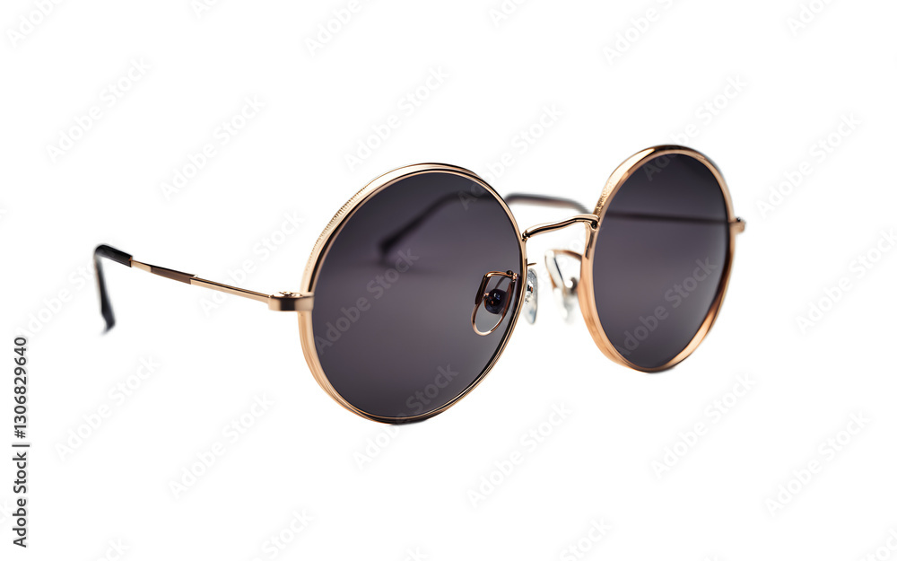 Poster a pair of round sunglasses with a metal frame, isolated on a empty plain background
