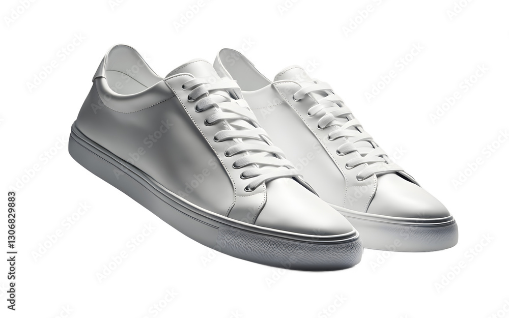Poster a pair of white sneakers with a minimalist design, isolated on a empty plain background
