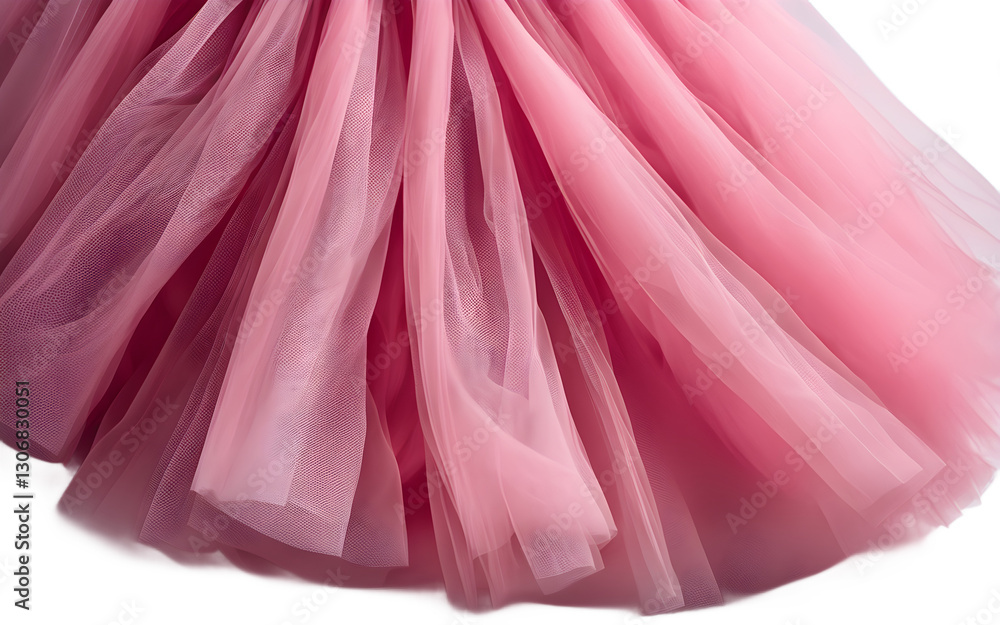Poster A pink tutu skirt with multiple layers of tulle, isolated on a empty plain background