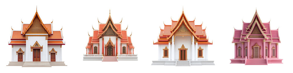 Obraz premium Exquisitely designed traditional Thai Buddhist temple with ornate and colorful architectural features including intricate roofs striking colors and ornamental details