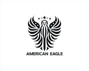 American Eagle logo design icon symbol vector illustration. Silhouette eagle bird icon vector template	