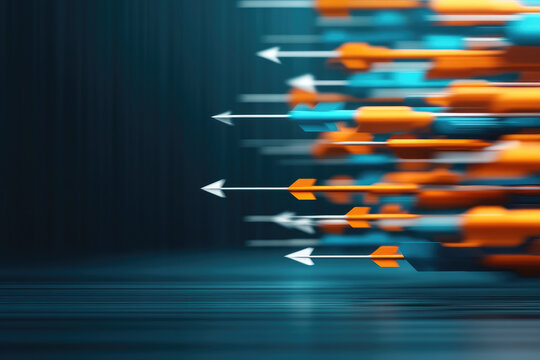 Accelerating entrepreneurial decisions a dynamic business environment with racing arrows fast-paced strategies and quick decision making