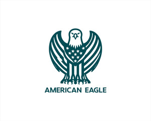 American Eagle logo design icon symbol vector illustration. Silhouette eagle bird icon vector template	
