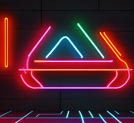 Abstract neon arrow direction random light on black empty space design modern futuristic technology background illustration.,generative AI