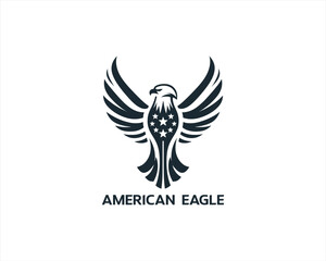 American Eagle logo design icon symbol vector illustration. Silhouette eagle bird icon vector template	