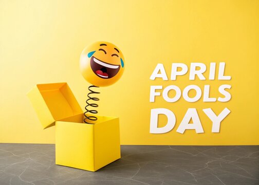April Fools' Day Surprise Box with Laughing Emoji