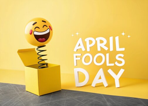 April Fools' Day Surprise Box with Laughing Emoji