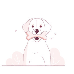 Fototapeta premium Lively dog character cheerfully clutching a bone, copy space included