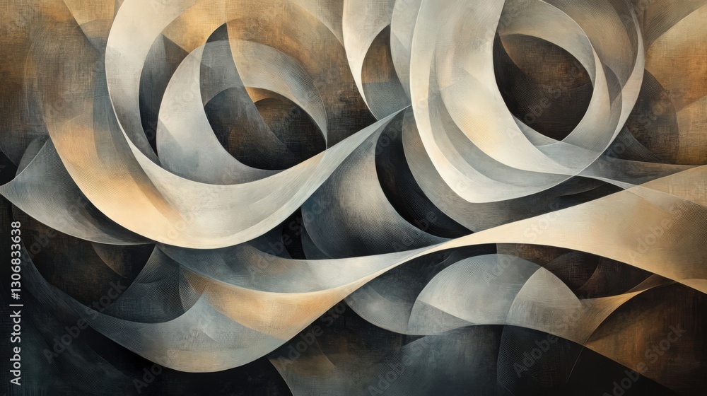 Poster abstract fluid forms interplay, creating rhythmic and modern aesthetic waves art