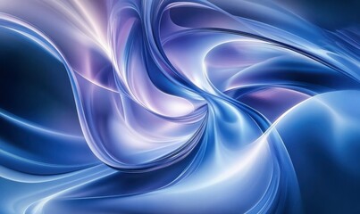 Fototapeta premium Elegant abstract flowing lines in shades of blue and purple, illuminated by soft glowing gradients creating a sleek futuristic design