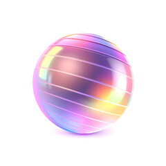 Obraz premium Exercise ball holographic 3D icon. neon symbol vector illustration isolated on white background. Generative AI