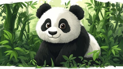 Fototapeta premium panda isolated,cartoon illustration style