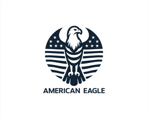 American Eagle logo design icon symbol vector illustration. Silhouette eagle bird icon vector template	