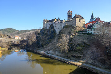 Loket Castle, a 12th-century gothic castle in the Karlovy Vary Region in Czech Republic.
