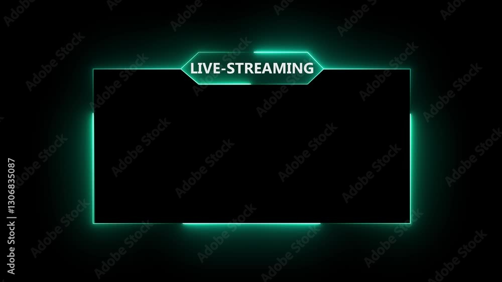 Poster live rce streaming neon text frame animation box frame neon frame live streaming game live stream ov