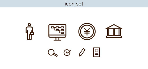 ビジネス・マーケティング分析アイコンセット（検索・データ分析・レポート）