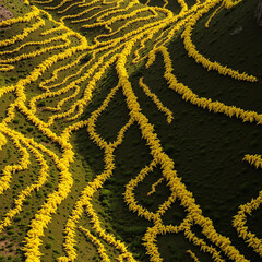 Aerial View of Yellow Flower Maze