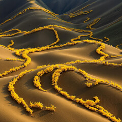 Obraz premium Golden Trails in the Desert