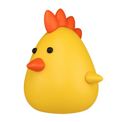 Stylized yellow little chick. Isolated on transparent background