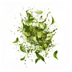 Exploding green tea leaves leaf sustainability.