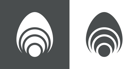 Elemento decorativo de Pascua. Silueta de huevo de Pascua con líneas con círculos concéntricos