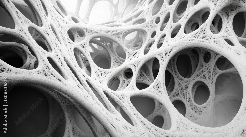 Poster intricate monochrome abstract network structure with interconnected nodes