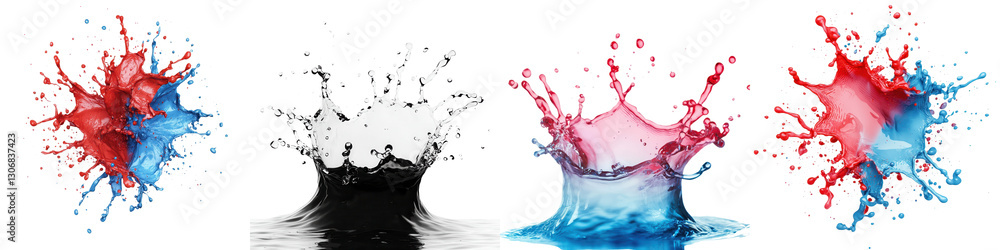 Poster colorful and dynamic abstract paint splatter explosion effect with vibrant liquid flow for digital a