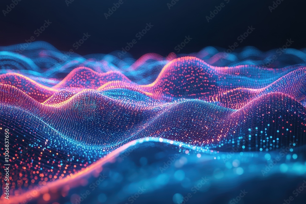 Aufkleber exploring connectivity in technology through vibrant abstract wave forms that illustrate modern comm