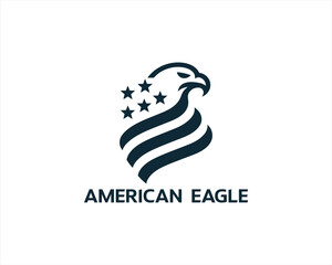 American Eagle logo design icon symbol vector illustration. Silhouette eagle bird icon vector template	