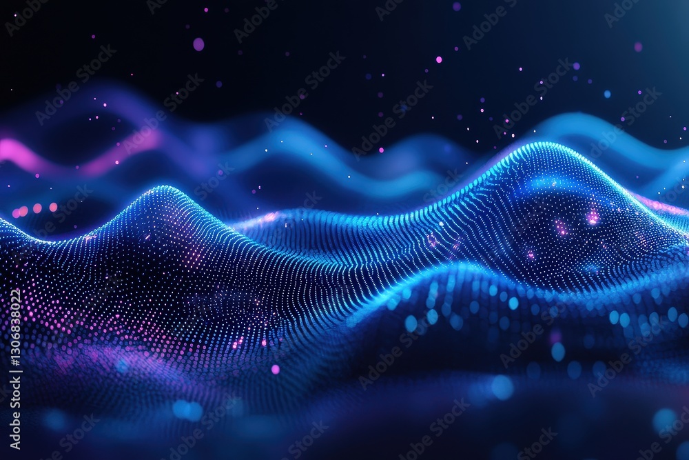 Aufkleber exploring connectivity in technology through vibrant abstract wave forms that illustrate modern comm