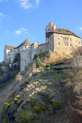 Fototapeta premium Loket Castle, a 12th-century gothic castle in the Karlovy Vary Region in Czech Republic.