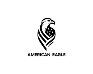 American Eagle logo design icon symbol vector illustration. Silhouette eagle bird icon vector template	