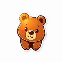 Naklejka premium Cute Bear Sticker: A charming cartoon illustration of a friendly bear sticker, perfect for playful designs and cheerful projects, emanating warmth and joy